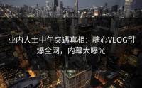 业内人士中午突遇真相：糖心VLOG引爆全网，内幕大曝光