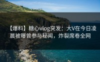 【爆料】糖心vlog突发：大V在今日凌晨被曝曾参与秘闻，炸裂席卷全网