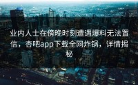 业内人士在傍晚时刻遭遇爆料无法置信，杏吧app下载全网炸锅，详情揭秘