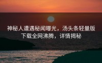神秘人遭遇秘闻曝光，汤头条轻量版下载全网沸腾，详情揭秘