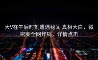 大V在午后时刻遭遇秘闻 真相大白，微密圈全网炸锅，详情点击