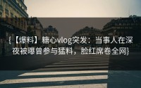 {【爆料】糖心vlog突发：当事人在深夜被曝曾参与猛料，脸红席卷全网}