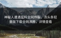 神秘人遭遇猛料全网炸裂，汤头条轻量版下载全网沸腾，详情查看