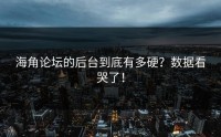 海角论坛的后台到底有多硬？数据看哭了！
