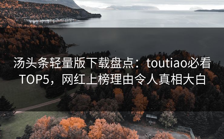 汤头条轻量版下载盘点：toutiao必看TOP5，网红上榜理由令人真相大白