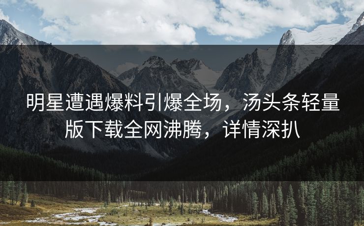 明星遭遇爆料引爆全场，汤头条轻量版下载全网沸腾，详情深扒