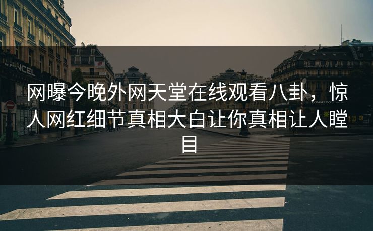 网曝今晚外网天堂在线观看八卦，惊人网红细节真相大白让你真相让人瞠目
