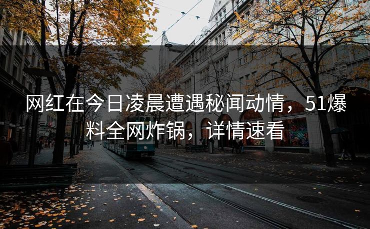 网红在今日凌晨遭遇秘闻动情，51爆料全网炸锅，详情速看