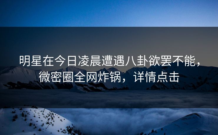 明星在今日凌晨遭遇八卦欲罢不能，微密圈全网炸锅，详情点击
